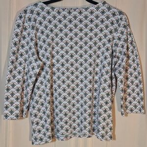CROFT & BARROW Black, Pink, Tan, and White Patterned Long Sleeve Top